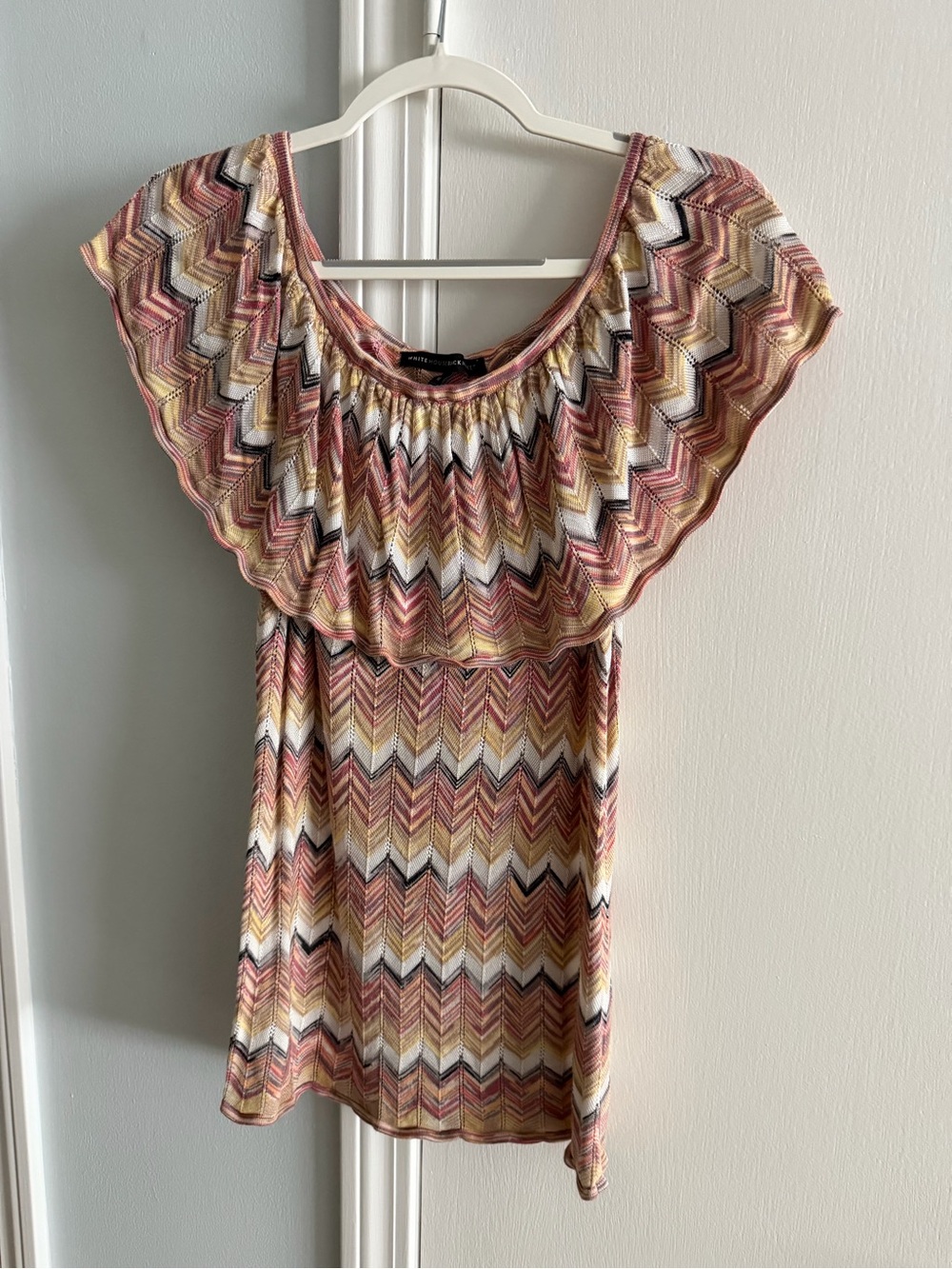 Missoni-Inspired Multicolor Chevron Off-Shoulder Top